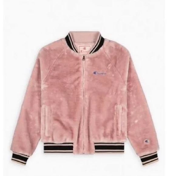 Champion pink Faux Fur bomber jacket in size SMALL, like new!!!! - Picture 3 of 7